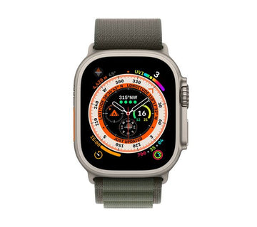 Apple Watch Ultra (GPS + Cellular), 49mm Titanium Case with Green Alpine Loop - Medium - Very Good